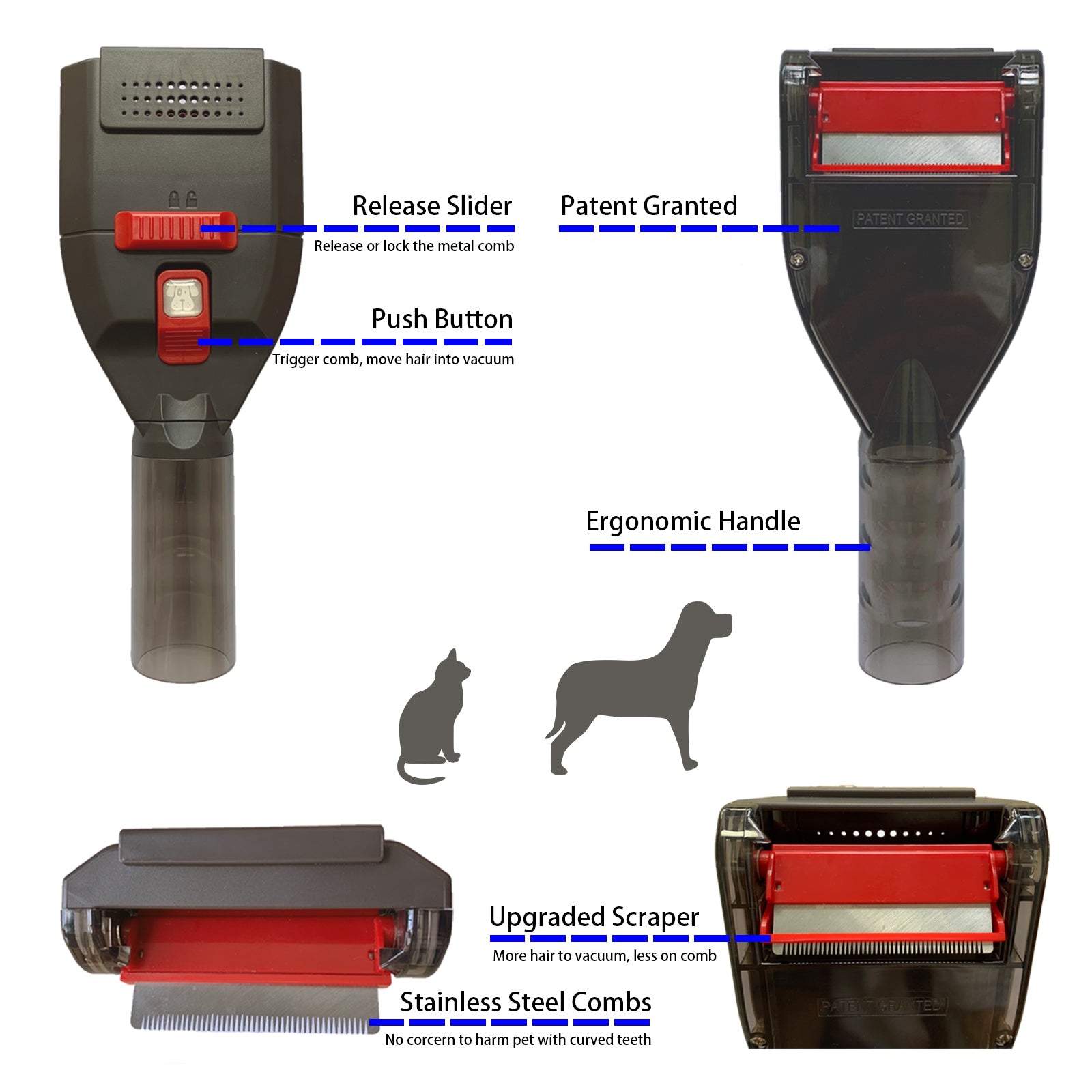 Pet Shedding Brush Vacuum Attachment Compatible with Most Vacuum Clean ...